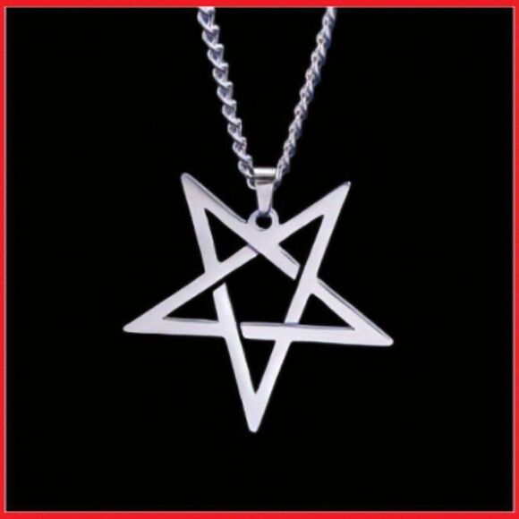 Inverted Pentagram Necklace Amulet Pendant & Chain Gothic Heavy Metal Jewelry - Picture 1 of 8